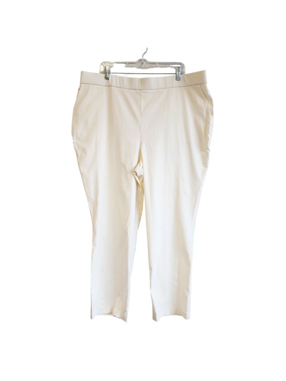 Womens Plus Size Cream Ankle Pants With Pockets US 20W Cotton Blend